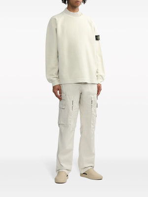 STONE ISLAND Men's Chalk-Coloured Cotton-Blend Sweater for FW23