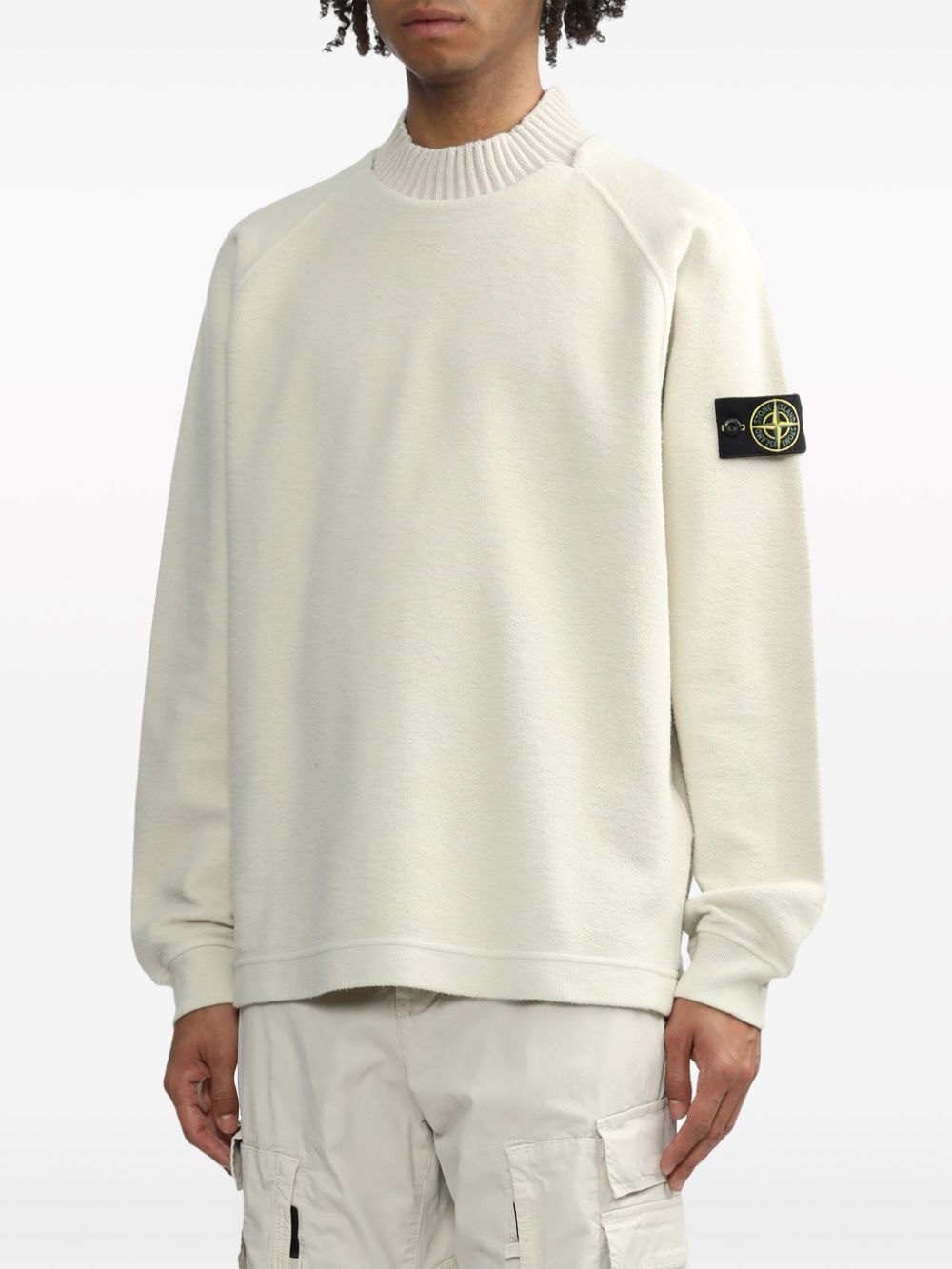 STONE ISLAND Men's Chalk-Coloured Cotton-Blend Sweater for FW23