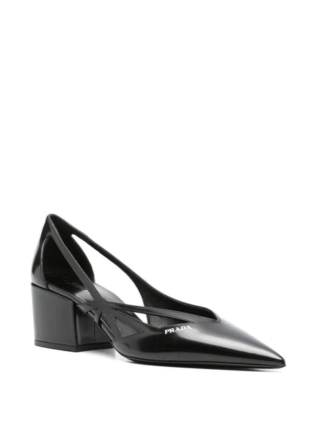 PRADA Brushed Leather Cut-Out Pumps - 5.5 cm Heel