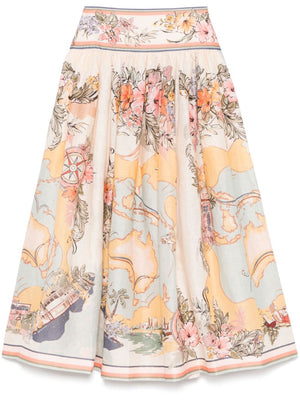 ZIMMERMANN Floral Midi Skirt