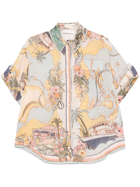 ZIMMERMANN Floral Printed Short Sleeved Shirt - SS25