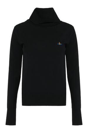 VIVIENNE WESTWOOD Black Ribbed Turtleneck Sweater for Women - FW23 Collection