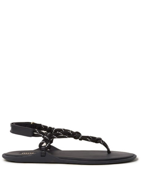 MIUMIU Textured Cord and Leather Sandals