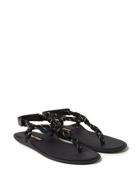 MIUMIU Textured Cord and Leather Sandals