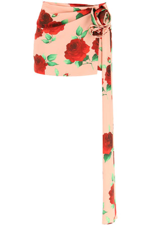 Chân váy mini họa tiết hoa hồng đỏ cho nữ