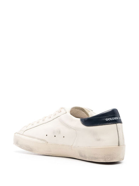 GOLDEN GOOSE Super-Star Nappa Leather Sneakers with Blue Star and Heel Tab