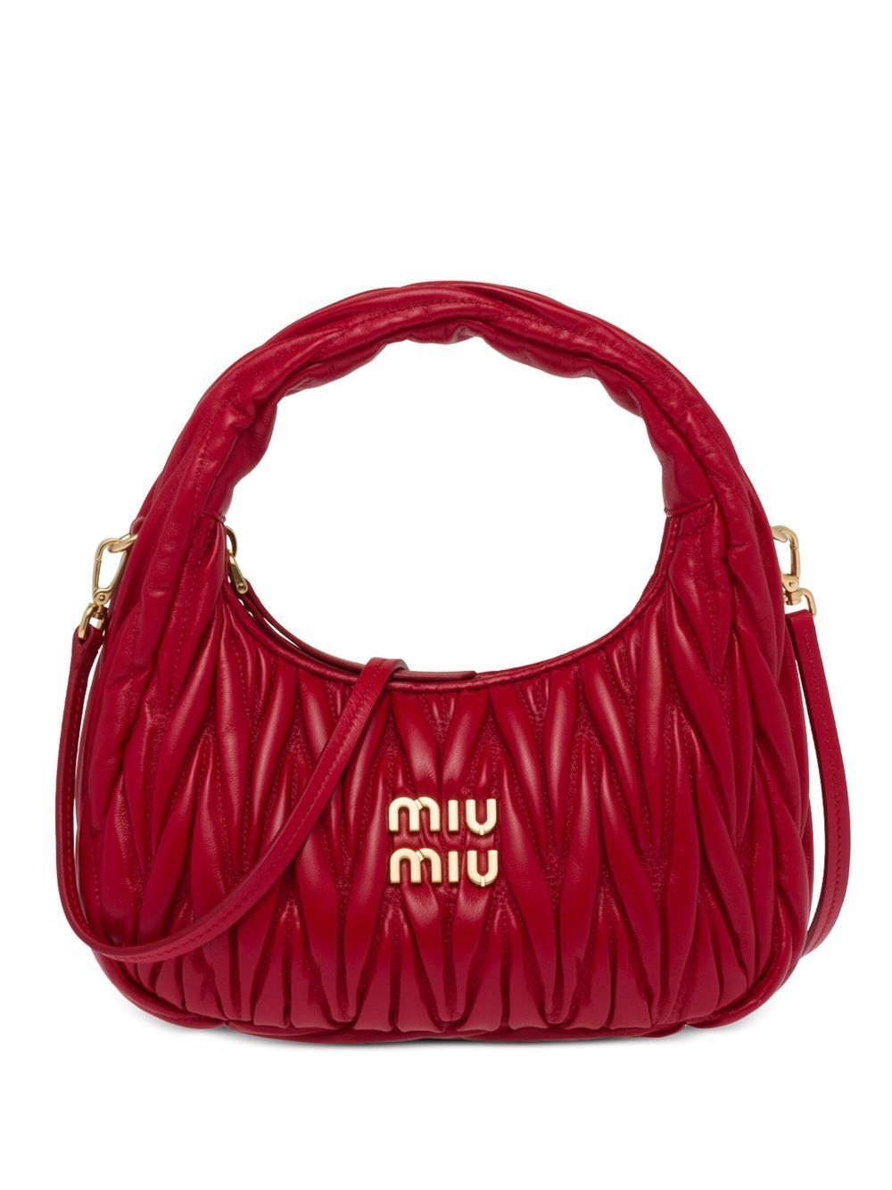 MIUMIU Mini Matelassé Nappa Leather Hobo Handbag