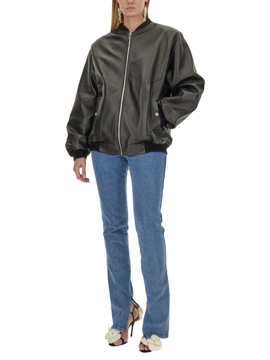 MAGDA BUTRYM Oversized Fit Leather Bomber Jacket