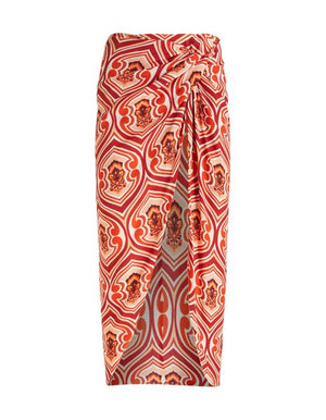 ETRO Orange Graphic Sarong Skirt for Women - SS22 Collection