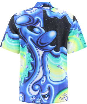 DIOR HOMME Kenny Scharf Blue Oversized Shirt