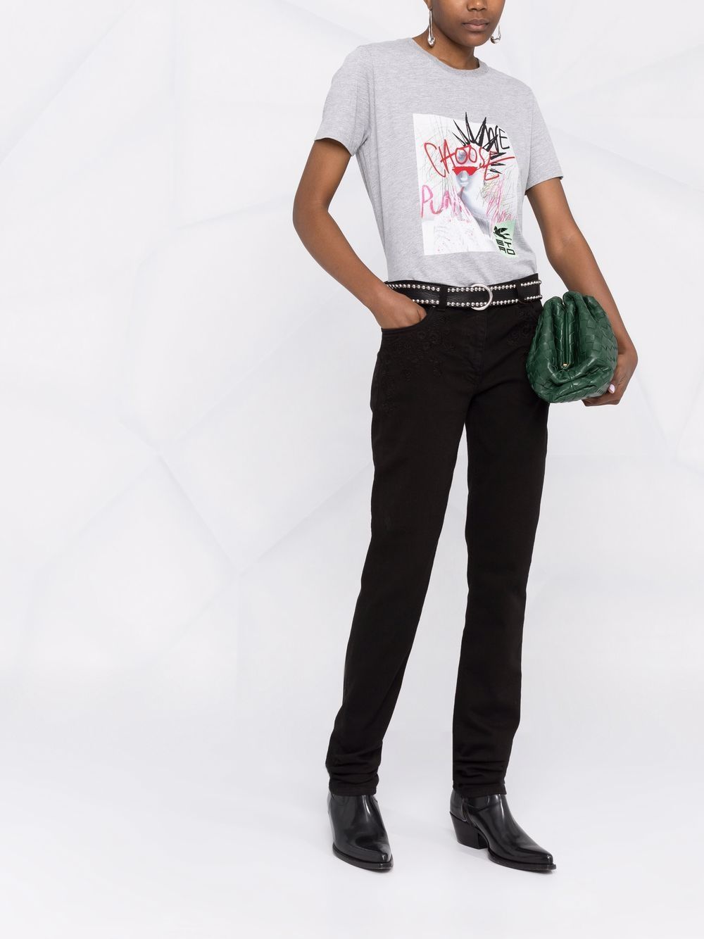 ETRO Floral-Embroidered Skinny Jeans in Multicolor - SS22 Collection