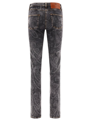 ETRO Grey Skinny Paisley Jeans for Women - FW23