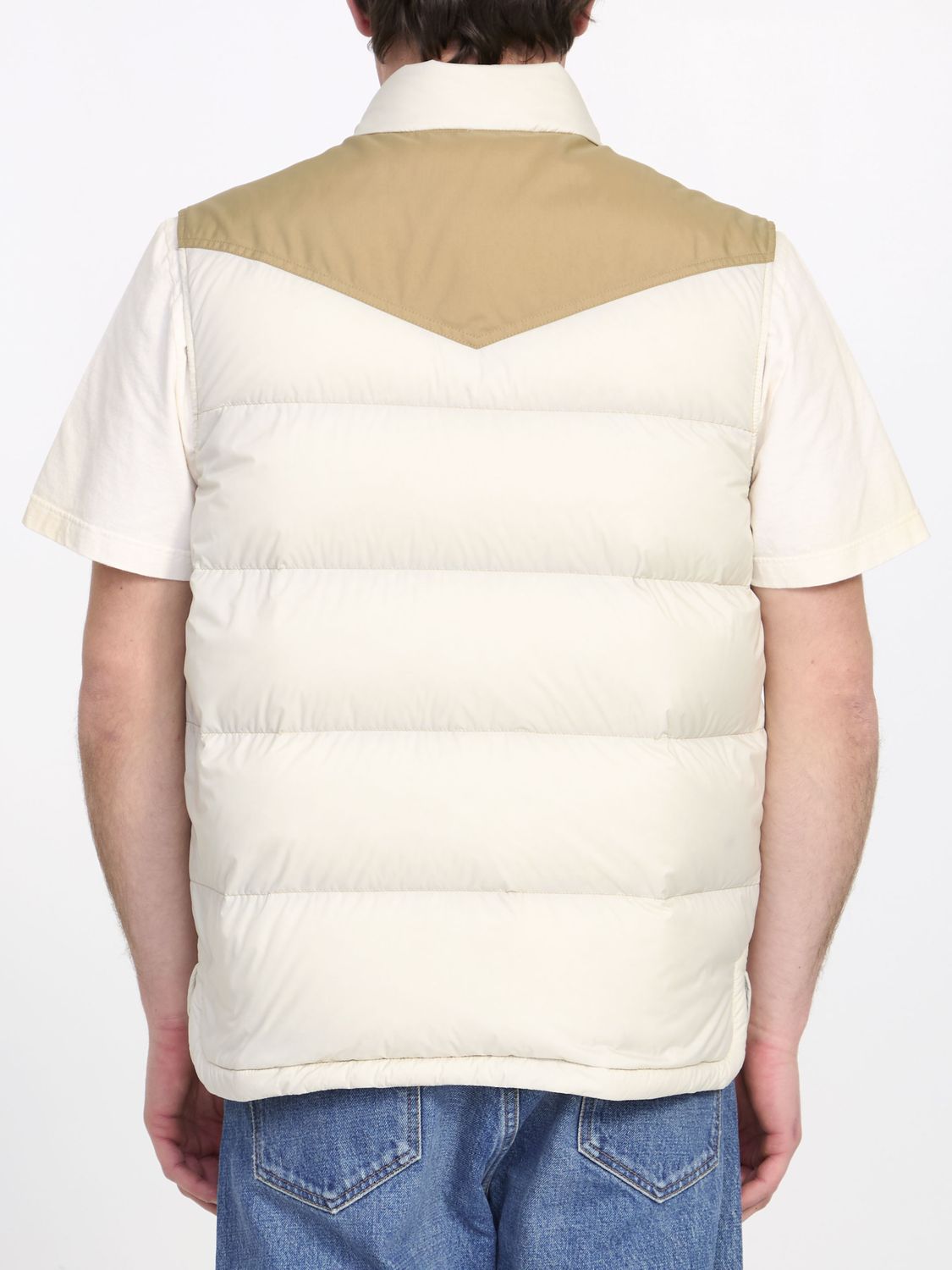 MONCLER GRENOBLE Cream and Beige Nylon Gilet for Men | SS24 Collection