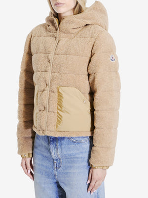 MONCLER Chic Beige Short Down Jacket with Hood