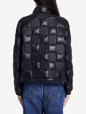 MONCLER Elegant Short Down Jacket with Logo Accent