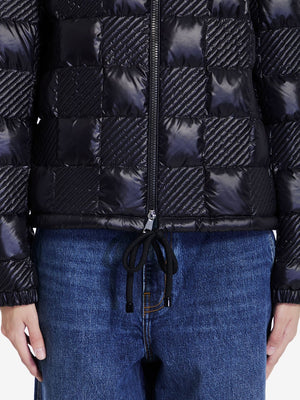 MONCLER Elegant Short Down Jacket with Logo Accent