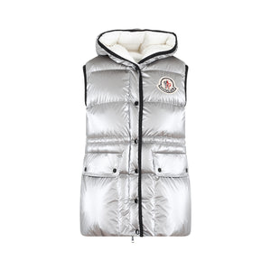 MONCLER Gray Goose Down Bodywarmer Jacket for Women