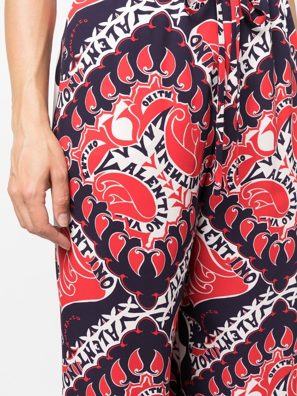 VALENTINO Silk Trousers for Women in Rosso, Avorio, and Navy for FW22