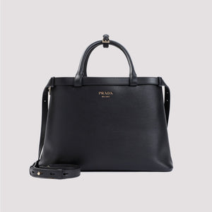 PRADA Elegant Buckle Leather Handbag with Detachable Strap – 35x25x14 cm