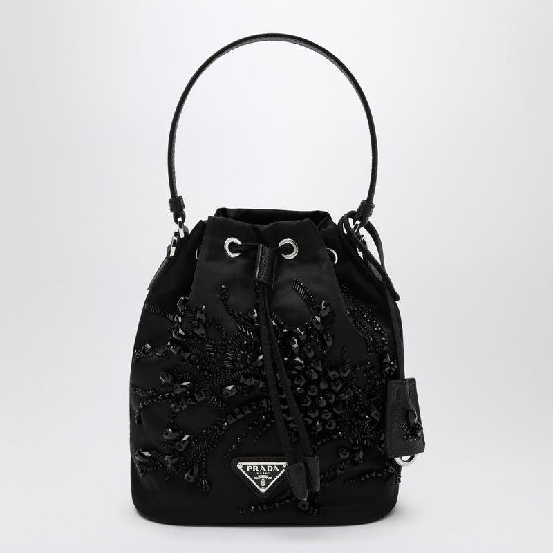 PRADA Chic Mini Bucket Handbag with Embroidered Details