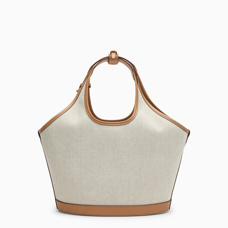 PRADA Spacious Shopping Handbag in Linen and Leather Blend