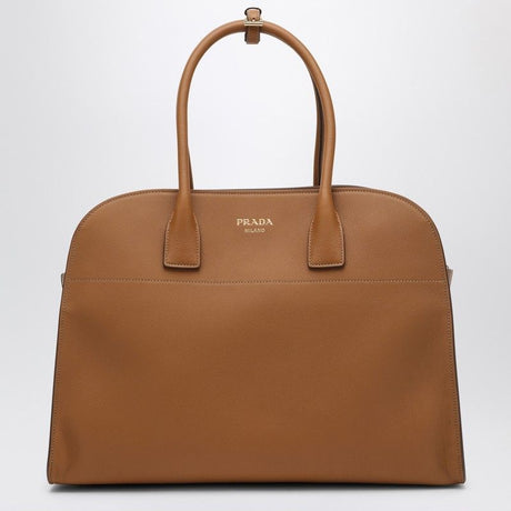 PRADA Large Caramel Leather Shopping Handbag with Buckle Details