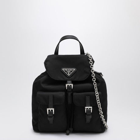 PRADA Mini Black Recycled Nylon Backpack with Logo