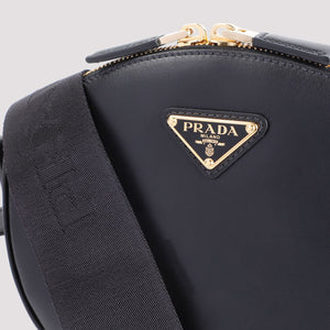 PRADA Classic Black Leather Mini Crossbody Bag with Gold-Tone Accents and Adjustable Strap, 18 cm