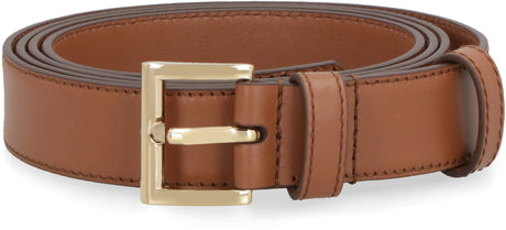 PRADA Brown Leather Belt with Gold-Tone Buckle for Women - Size 2.5x3.5cm