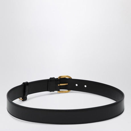 PRADA Leather Belt with Metal Logo Buckle