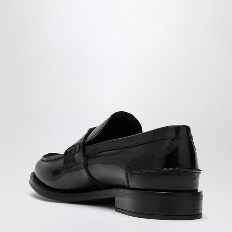 PRADA Leather Brushed Loafer with Enamelled Logo