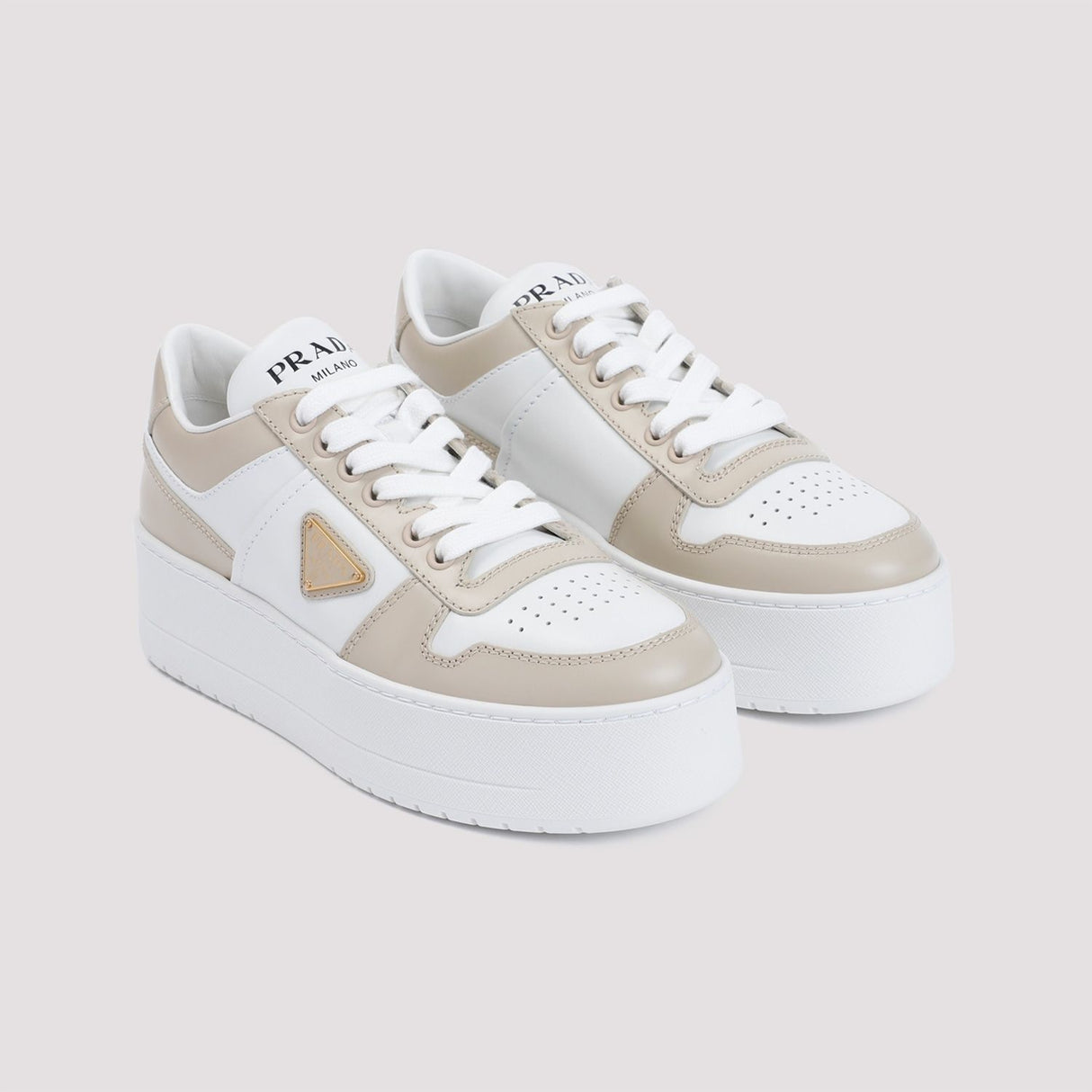 PRADA Elegant White Lace-Up Sneakers