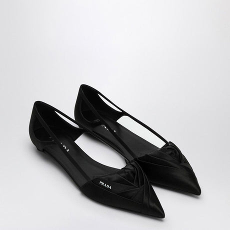 PRADA Chic Satin Ballerina Flats with Cut-Out Design