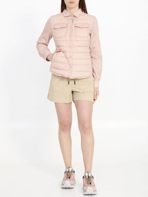 Áo khoác lông ngắn màu hồng cho phái nữ với lớp lông tự nhiên