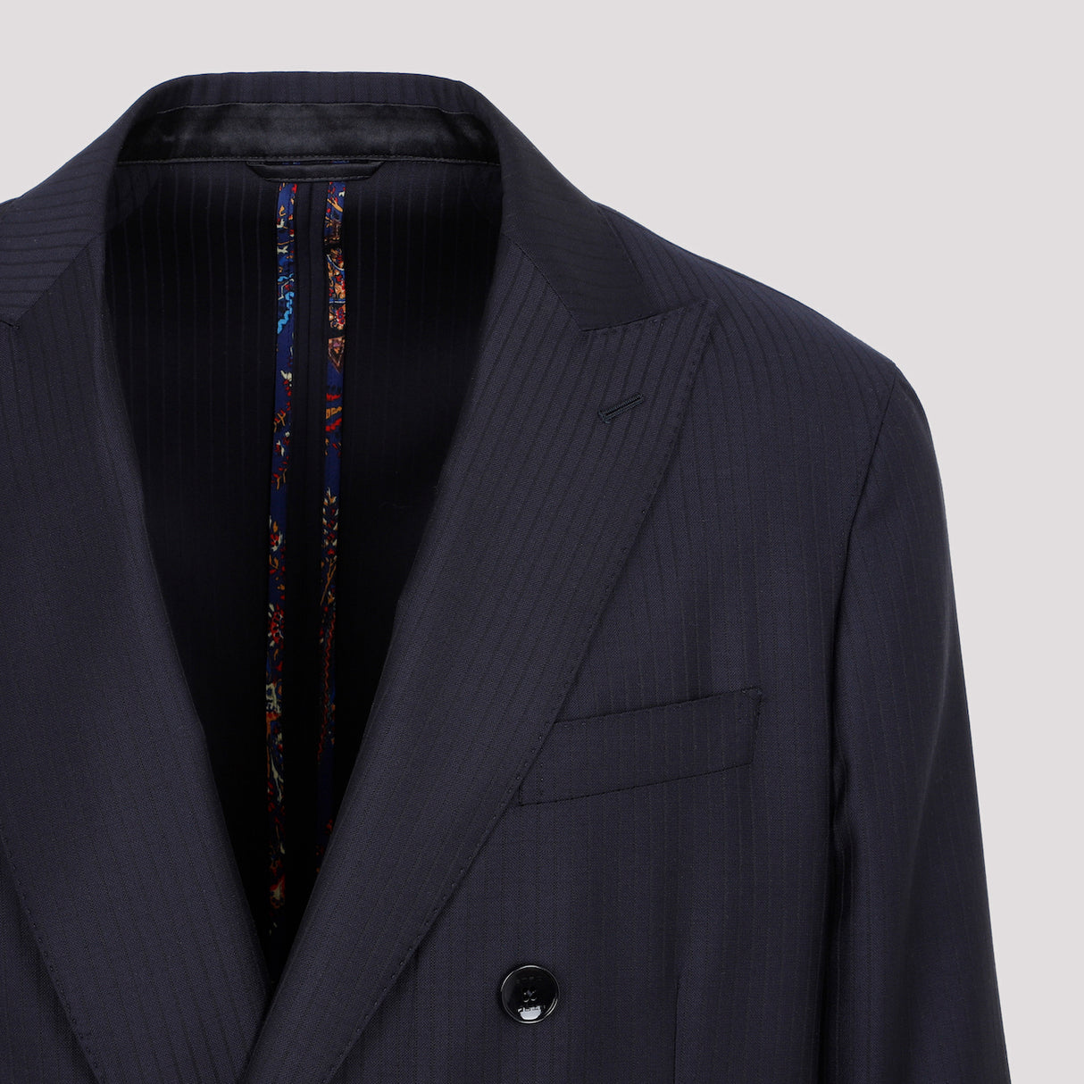 ETRO Men's Blue Striped Wool Double-Breasted Blazer for SS23