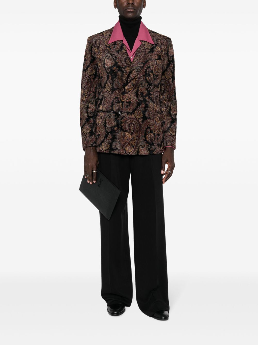 ETRO Men's Paisley Double-Breasted Blazer with Corduroy from FW24 Collection