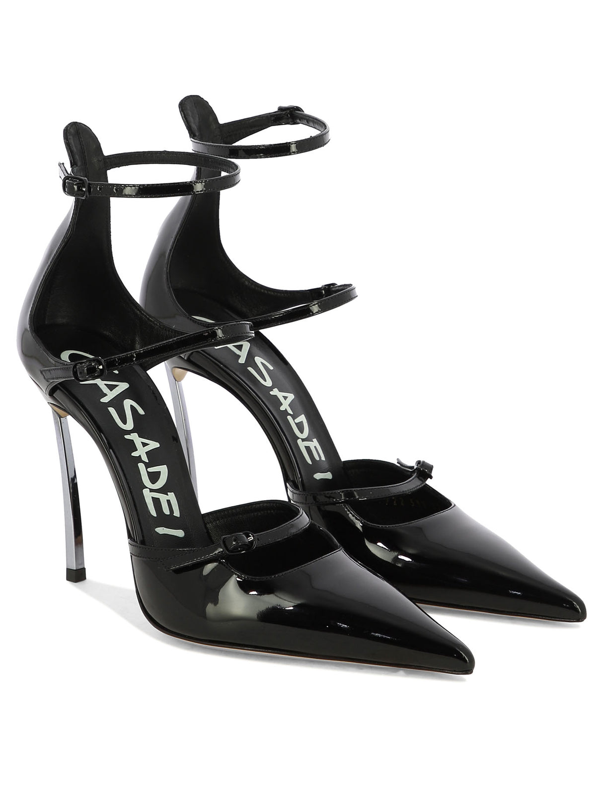 CASADEI Sleek Black Pumps with Triple Buckle Straps and Cut-Out Detail for Women