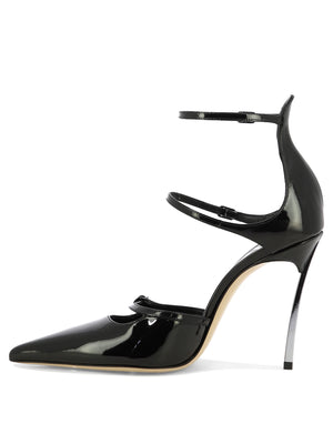 CASADEI Sleek Black Pumps with Triple Buckle Straps and Cut-Out Detail for Women