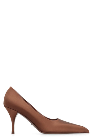 PRADA Luxurious Brown Satin Pointy Toe Pumps for Women