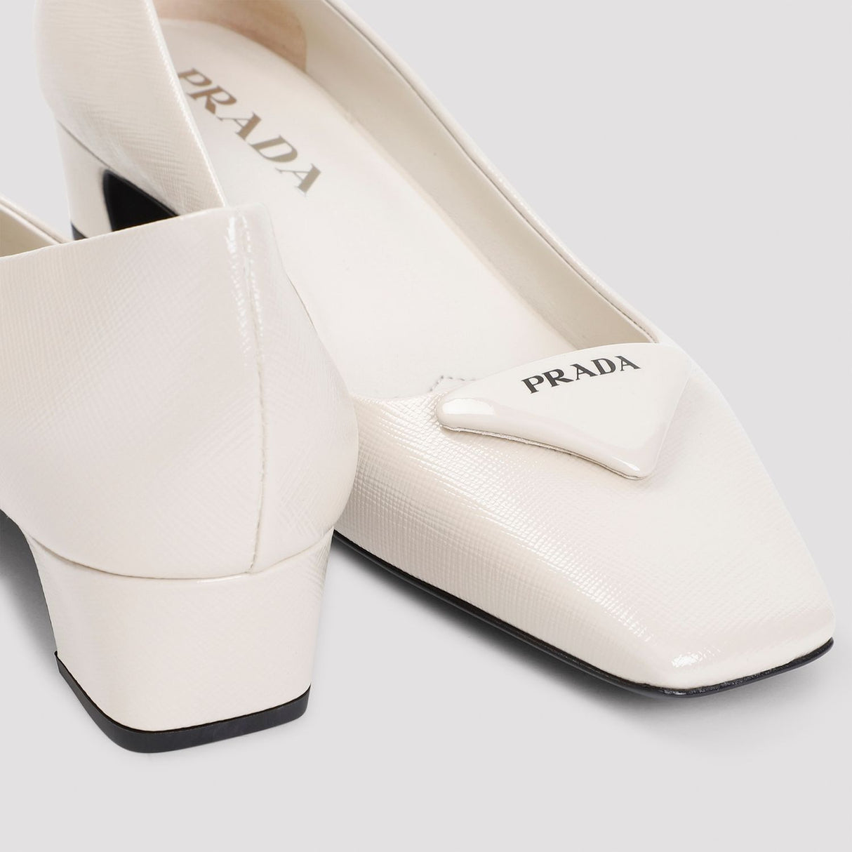 PRADA Elegant White Saffiano Leather Pumps with 1.4-inch Heel