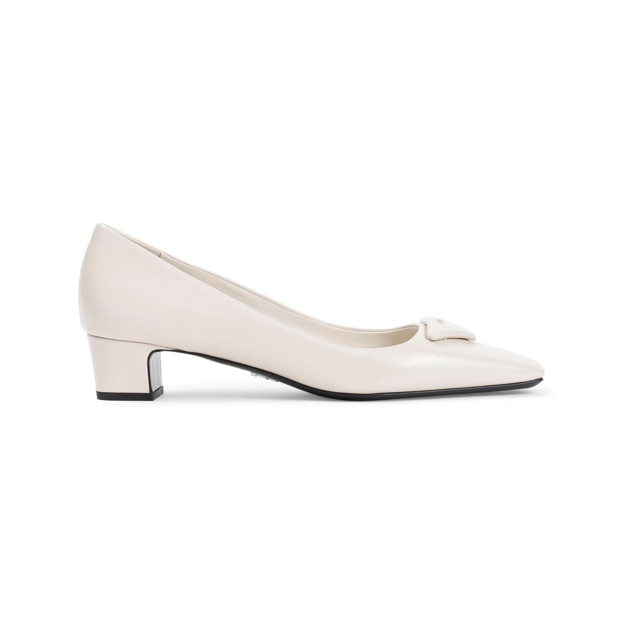 PRADA Elegant White Saffiano Leather Pumps with 1.4-inch Heel