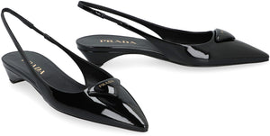 PRADA Pointy Toe Patent Leather Slingback Pumps for Women in Black