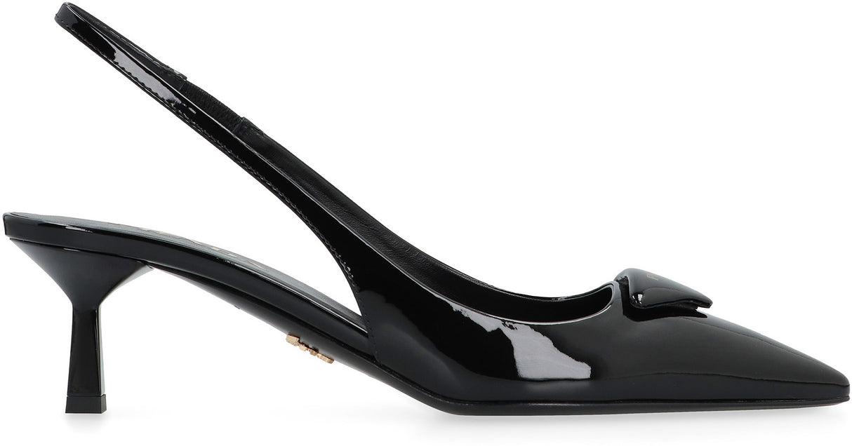 PRADA Black Patent Leather Slingback Pumps for Women - SS24