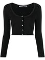 ALEXANDER WANG Black Crystal Embellished Crop Cardigan for Women