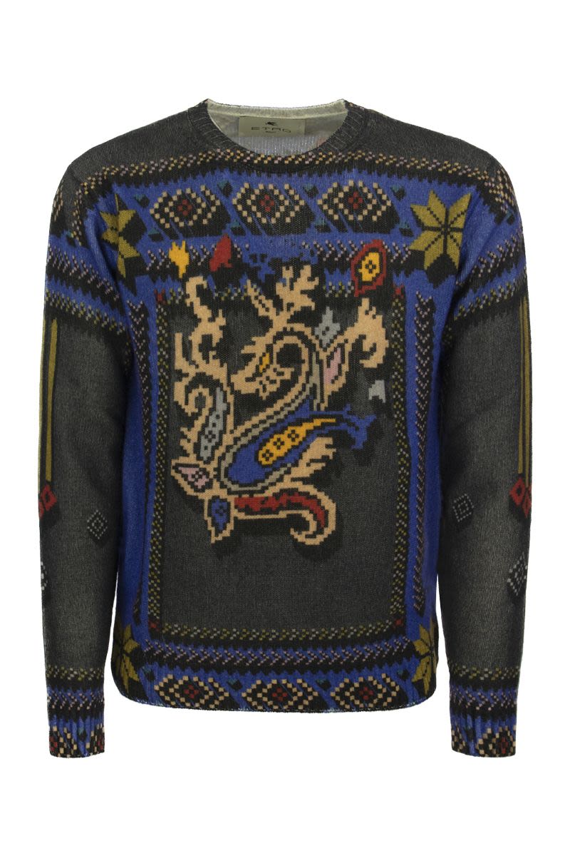 ETRO Geometric Printed Virgin Wool Jumper for Men