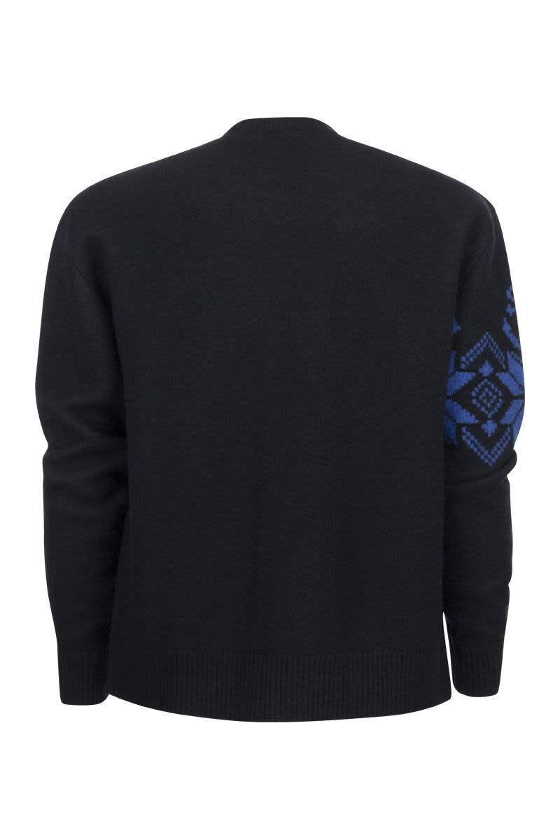 ETRO Blue Inlaid Jacquard Wool Jumper for Men