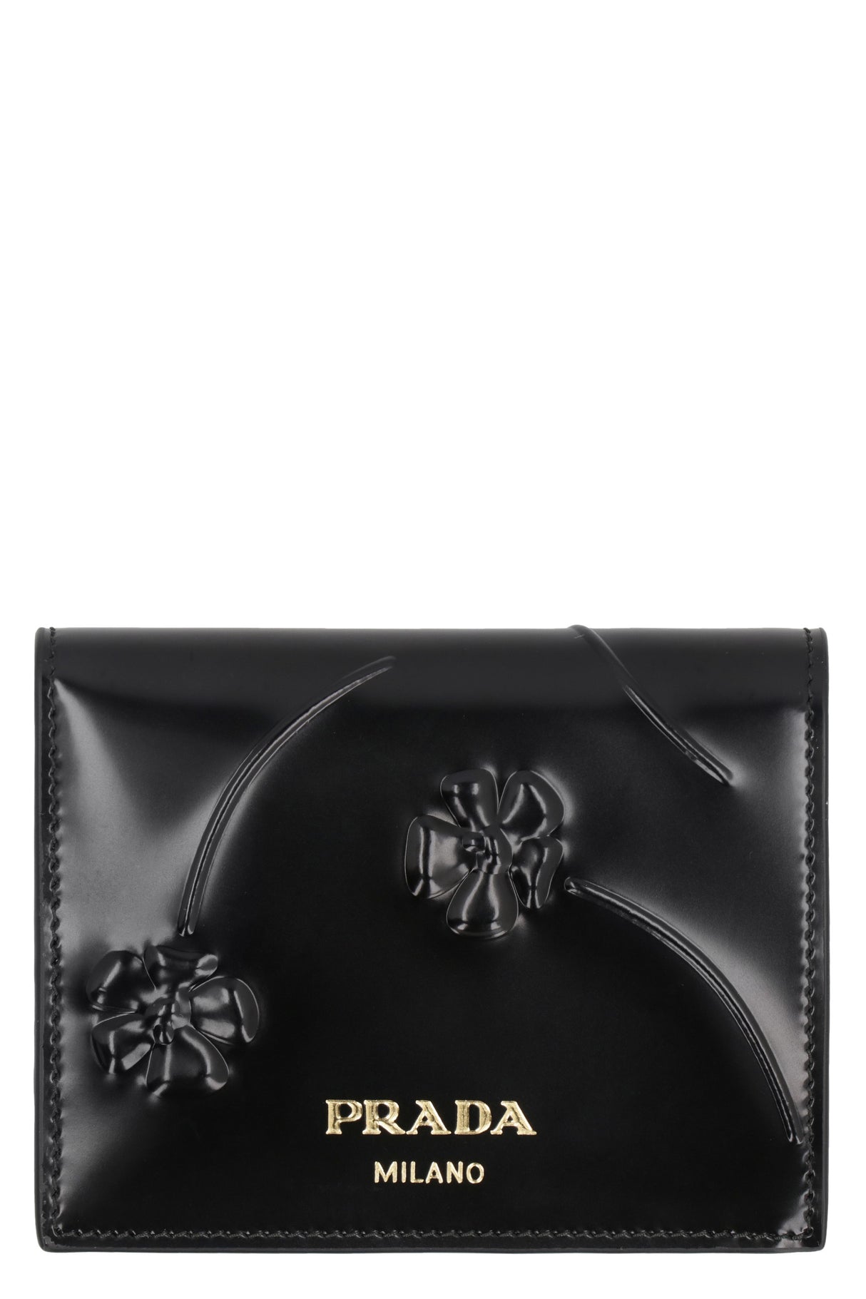 PRADA Luxurious Leather Wallet for Women - Black with Snap Button Closure