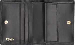 PRADA Luxurious Leather Wallet for Women - Black with Snap Button Closure