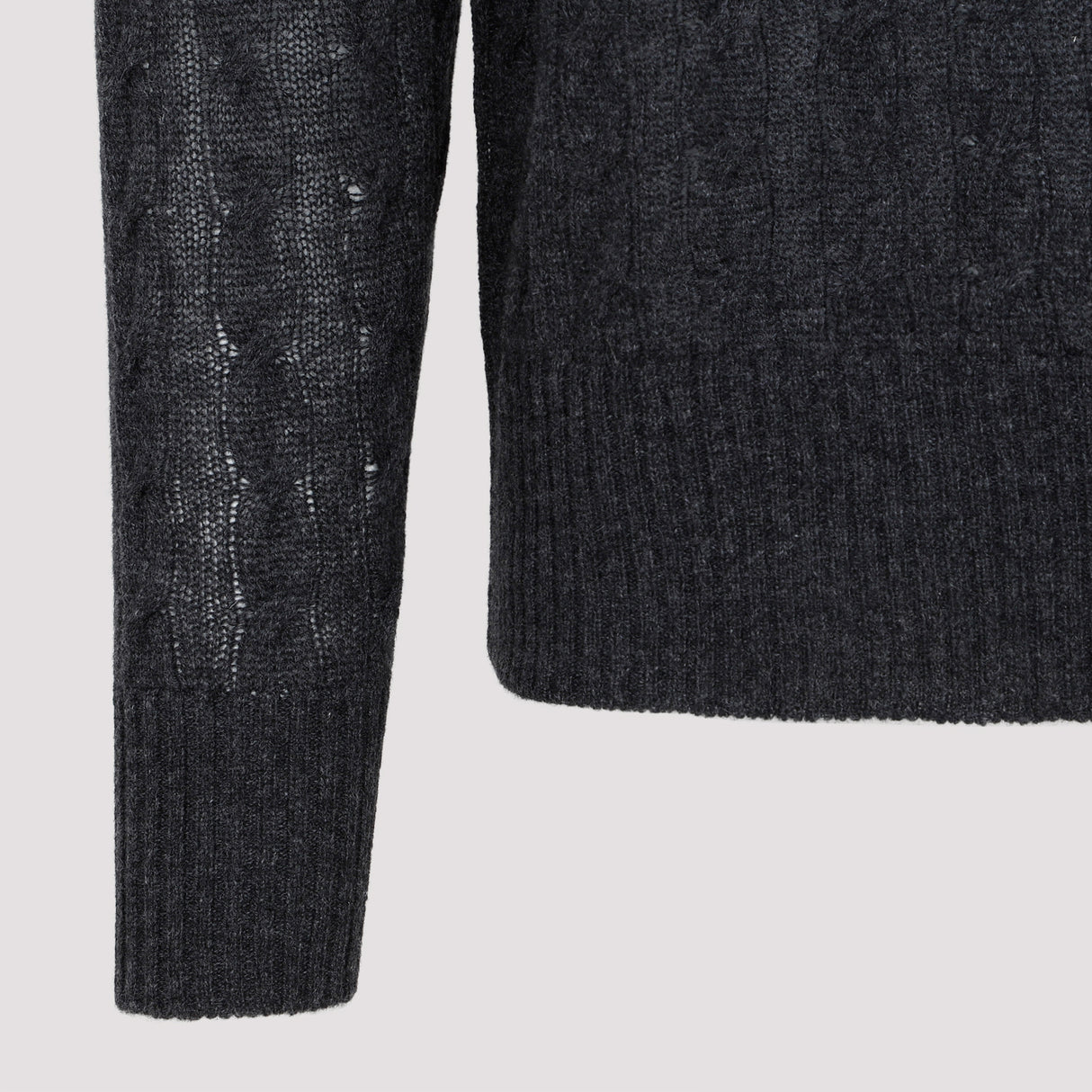 ETRO Grey Cable-Knit Cashmere Sweater for Men