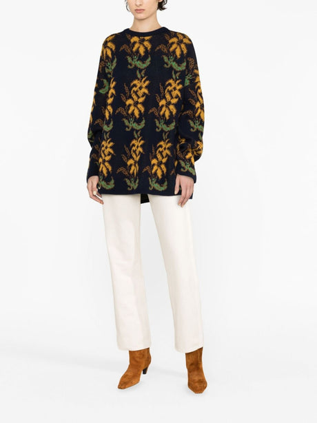 ETRO Navy Floral Intarsia Wool Sweater for Men - FW23